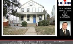 Welcome to 5500 Elsrode Ave, Baltimore MD 21214 This move-in ready 3 bedroom, 2 bath, colonial style home features 1,623 square feet of living space and is situated on just under a 1/4 acre corner lot. Located in the popular neighborhood of Hamilton